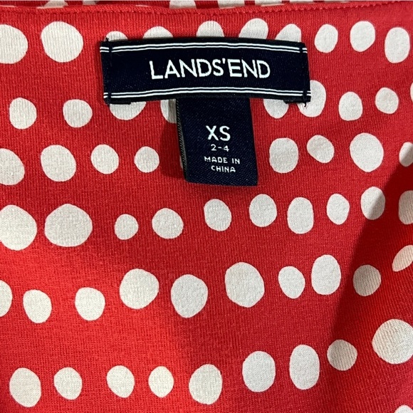Lands End Women's Plus Fit and Flare Dress Crimson Dawn Dots NWOT Size XS - Picture 8 of 9